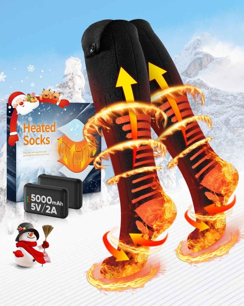 Bopoid 2026 Upgraded Heated Socks, 2×5000mAh 5V Rechargeable Heated Socks for Men Women, 3 Heat Settings with 360° Heating Electric Socks, Washable Electric Thermal Socks for Ski Hunting Hiking - Image 1